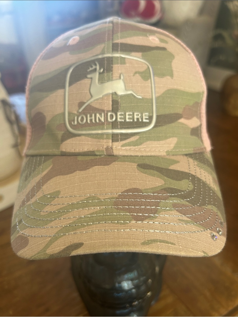 John Deere Camo Cap with Pink Trim